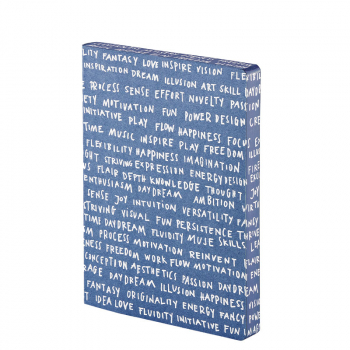 Nuuna, Notizbuch,Flex-Cover aus recyceltem Leder Seiten Punktraster, bedruckt blau-weiss, World Plays